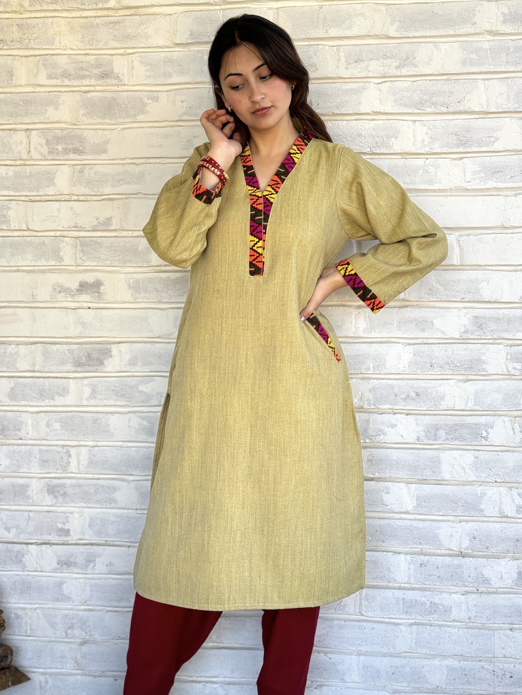 Yellow Himachali kurta