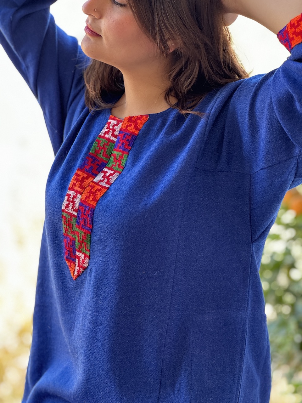 Blue pure wool Himachali pheran