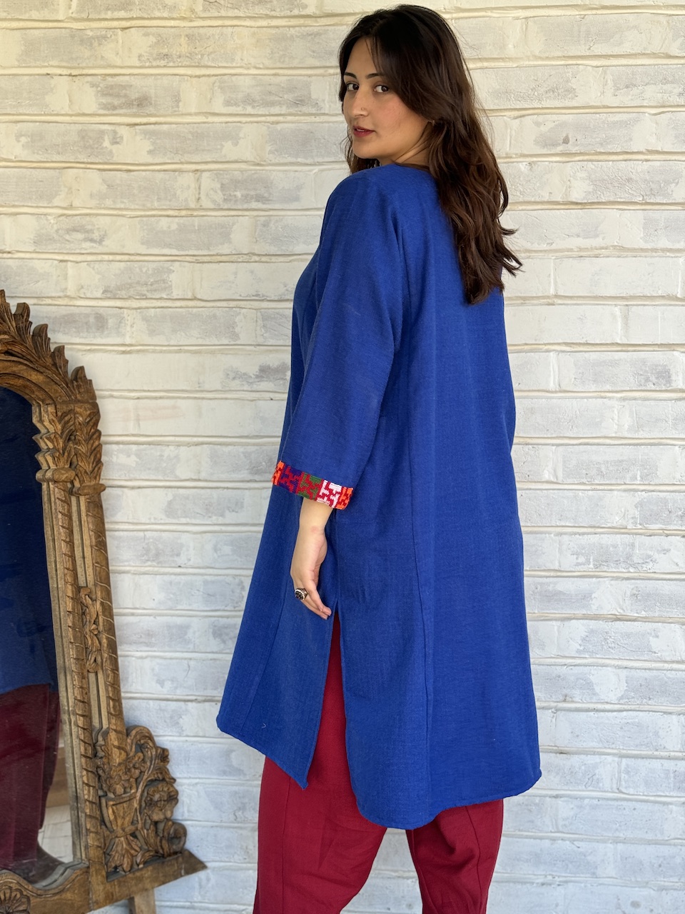 Blue pure wool Himachali pheran