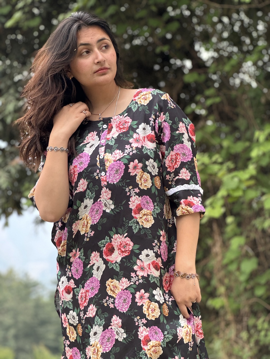 Black modal relaxed fit kurta