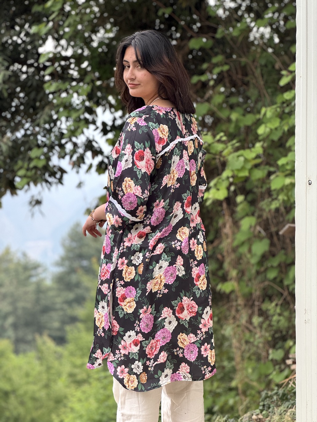 Black modal relaxed fit kurta