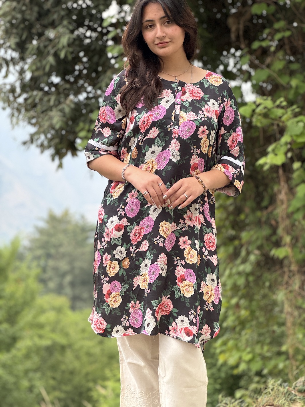 Black modal relaxed fit kurta