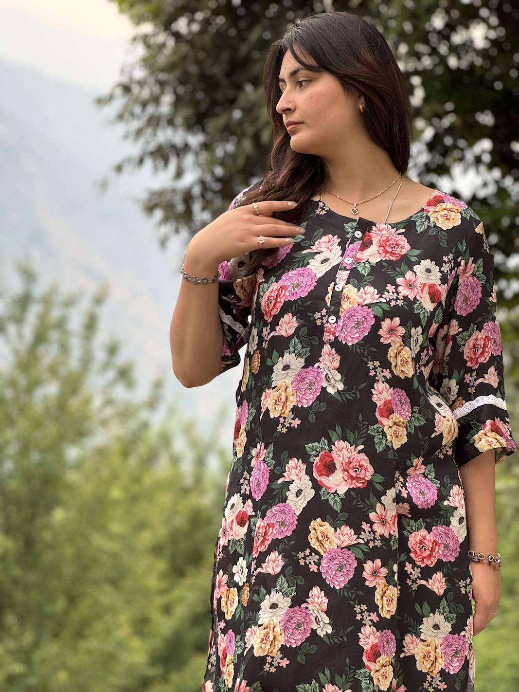 Black modal relaxed fit kurta