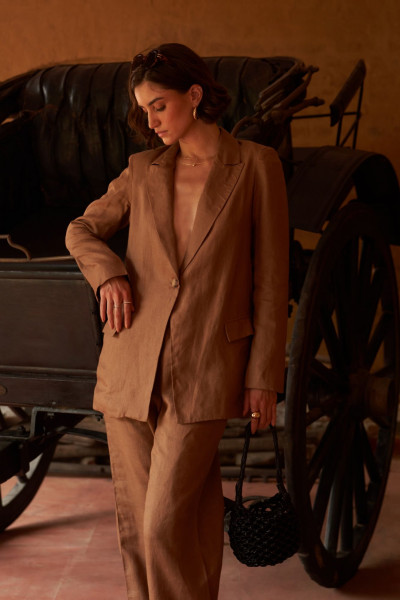 Pure Linen Brown Co-ord Set