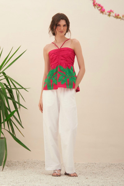Tropical Palm Embroidered Design
