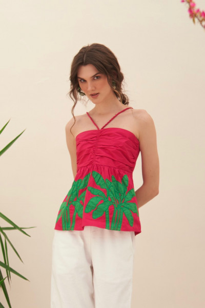 Tropical Palm Embroidered Design