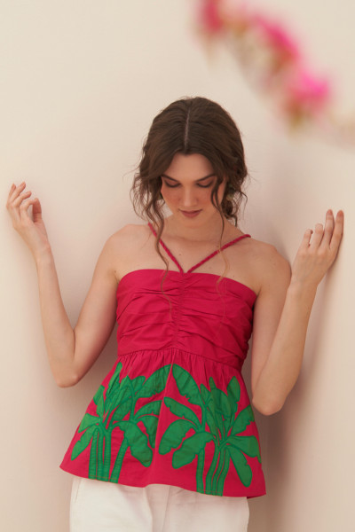 Tropical Palm Embroidered Design