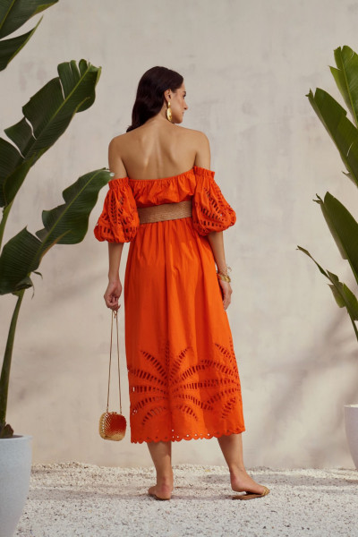 Graceful Cutwork Midi Dress