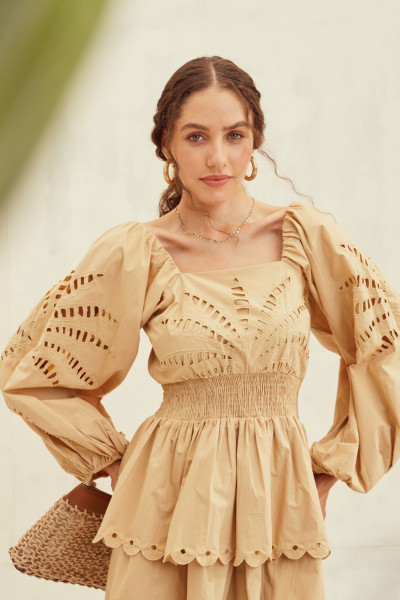 Chic Lace Cutwork Sleeve Dress