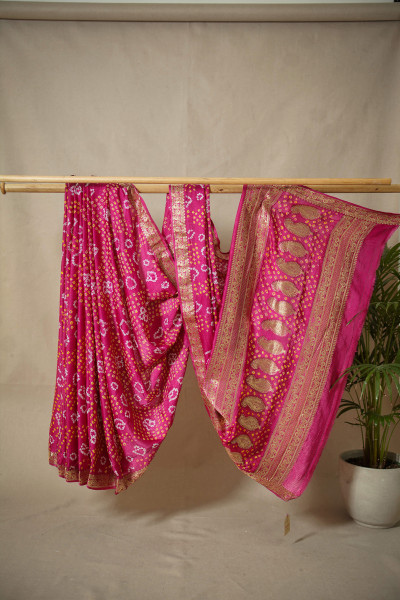 Image of Gajji Silk with Rai Bandhej Artistry