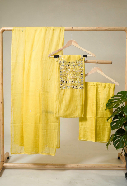 Image of Mal Chanderi with Real Mirror Work and hand  work