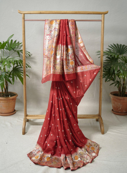 Image of Sindoori Vistaar– Banarasi Tussar with Paithani Border