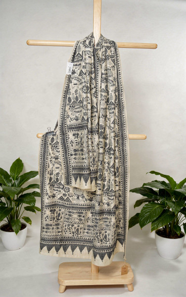 Image of Sutrangi Oorli Edit– Tussar with Handcrafted Dupatta