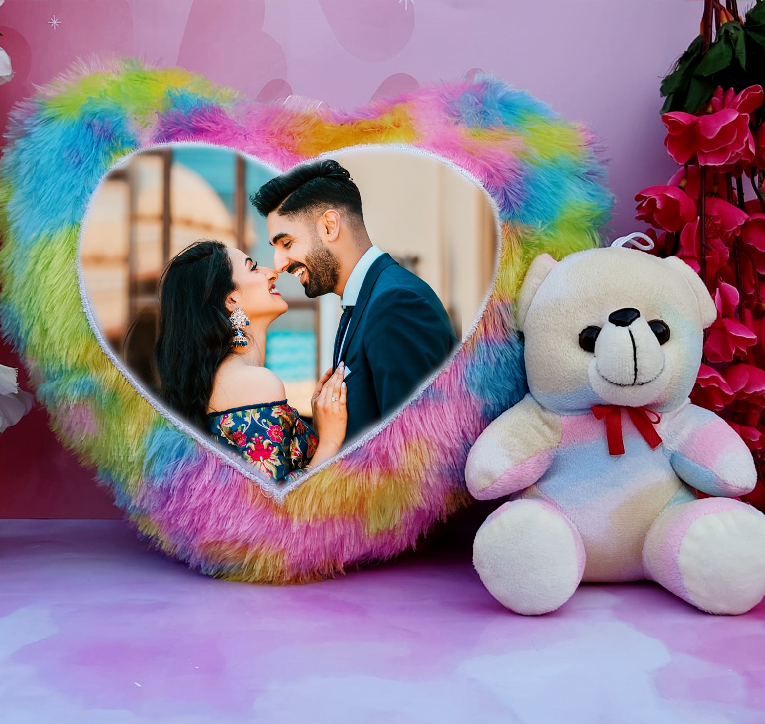 Customized pillow with Fur Teddy