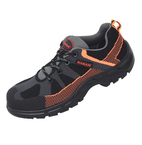 Flytex Grey And Orange Sporty Safety Lace-up SKU FS210