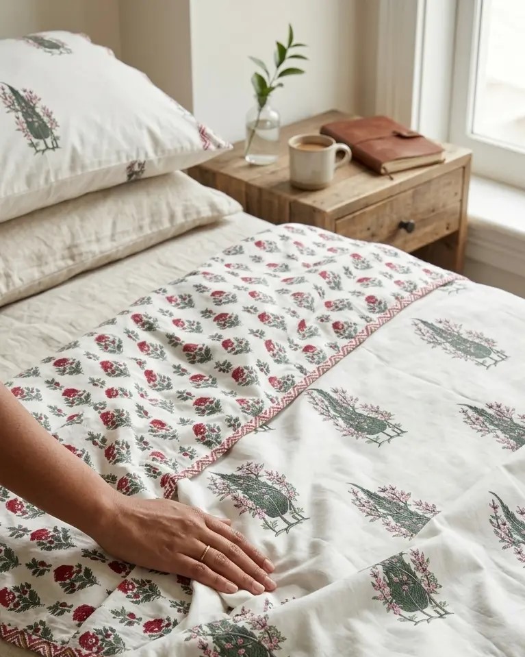 best mulmul dohar for summer hand block print cotton Jaipur Sahyansh