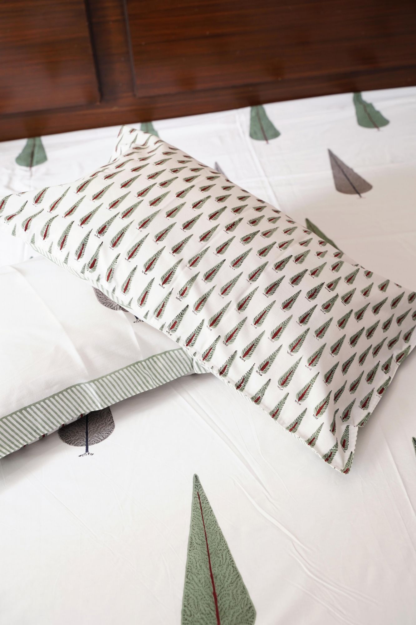 Jaipuri Block Print Bedsheet - Tropical Fern Hand Block Print Cotton Double