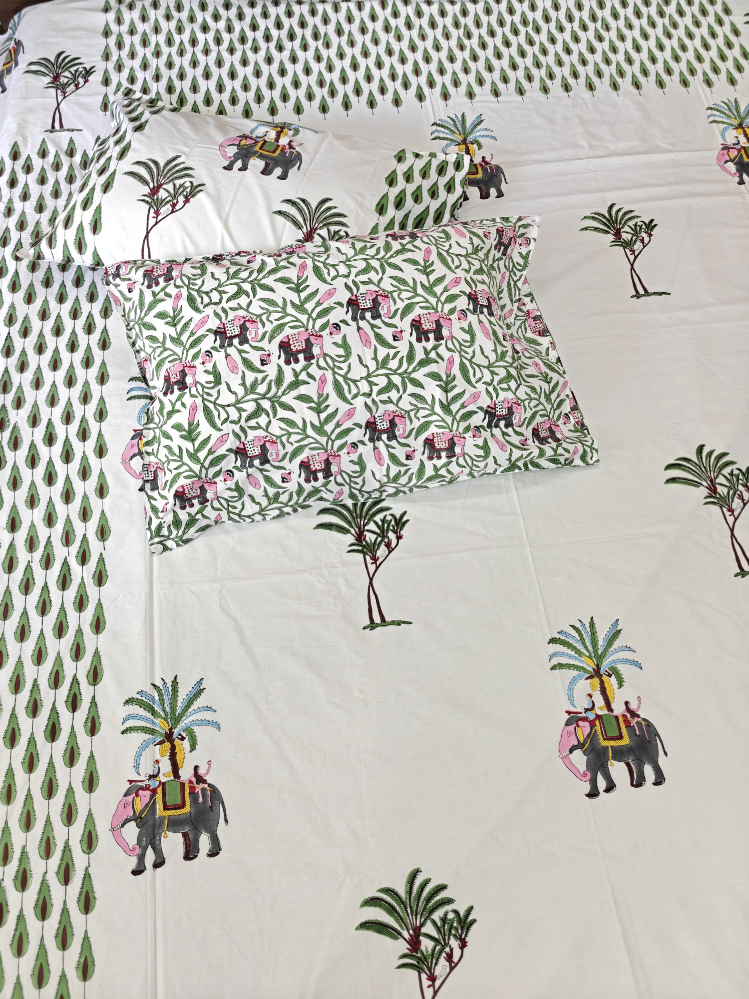 Jaipuri Block Print Bedsheet - Jungle Serenity Hand Block Print Cotton King Size