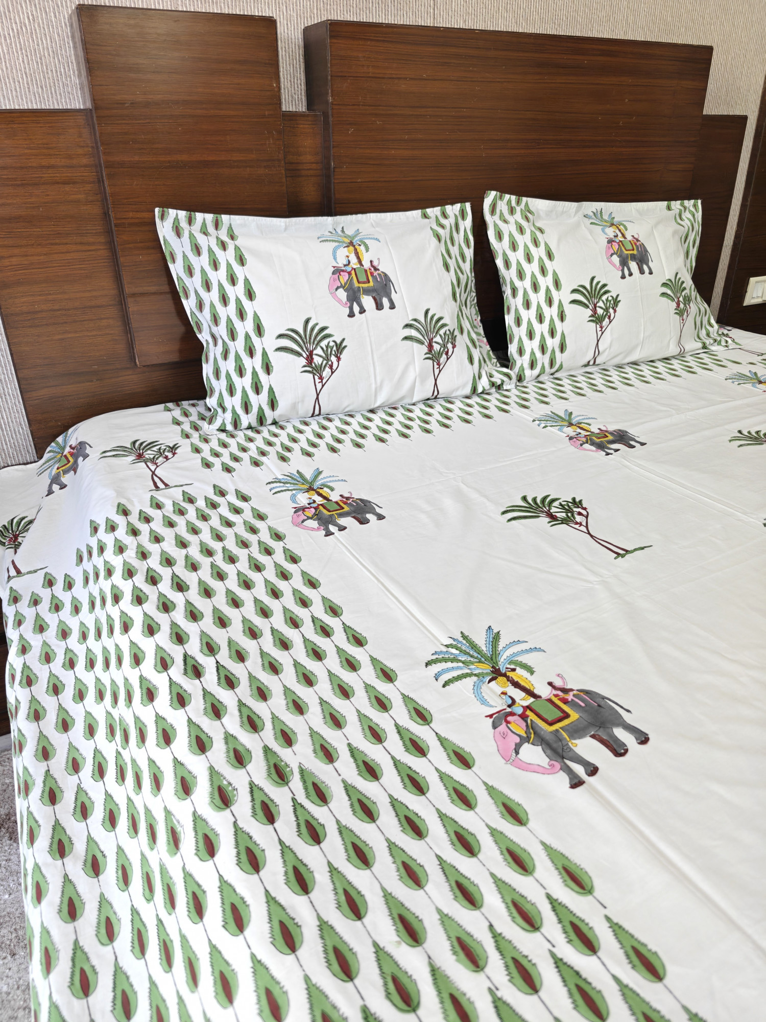 Handblock King Size Jaipuri Bedsheet | Cotton | Jungle Serenity Bedsheet