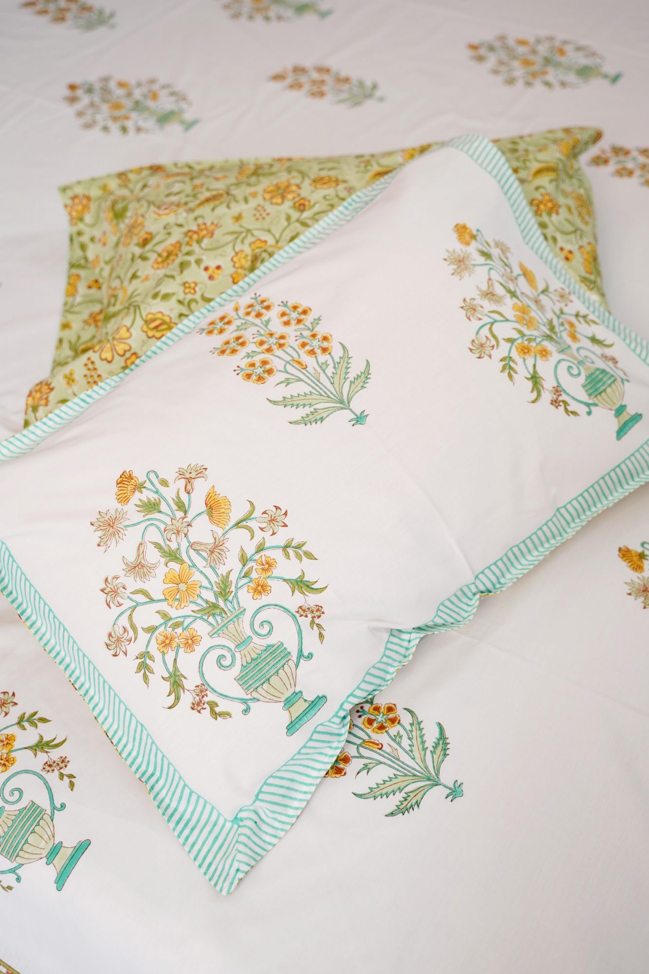 Jaipuri Block Print Bedsheet - Chic Garden Hand Block Print Cotton Double