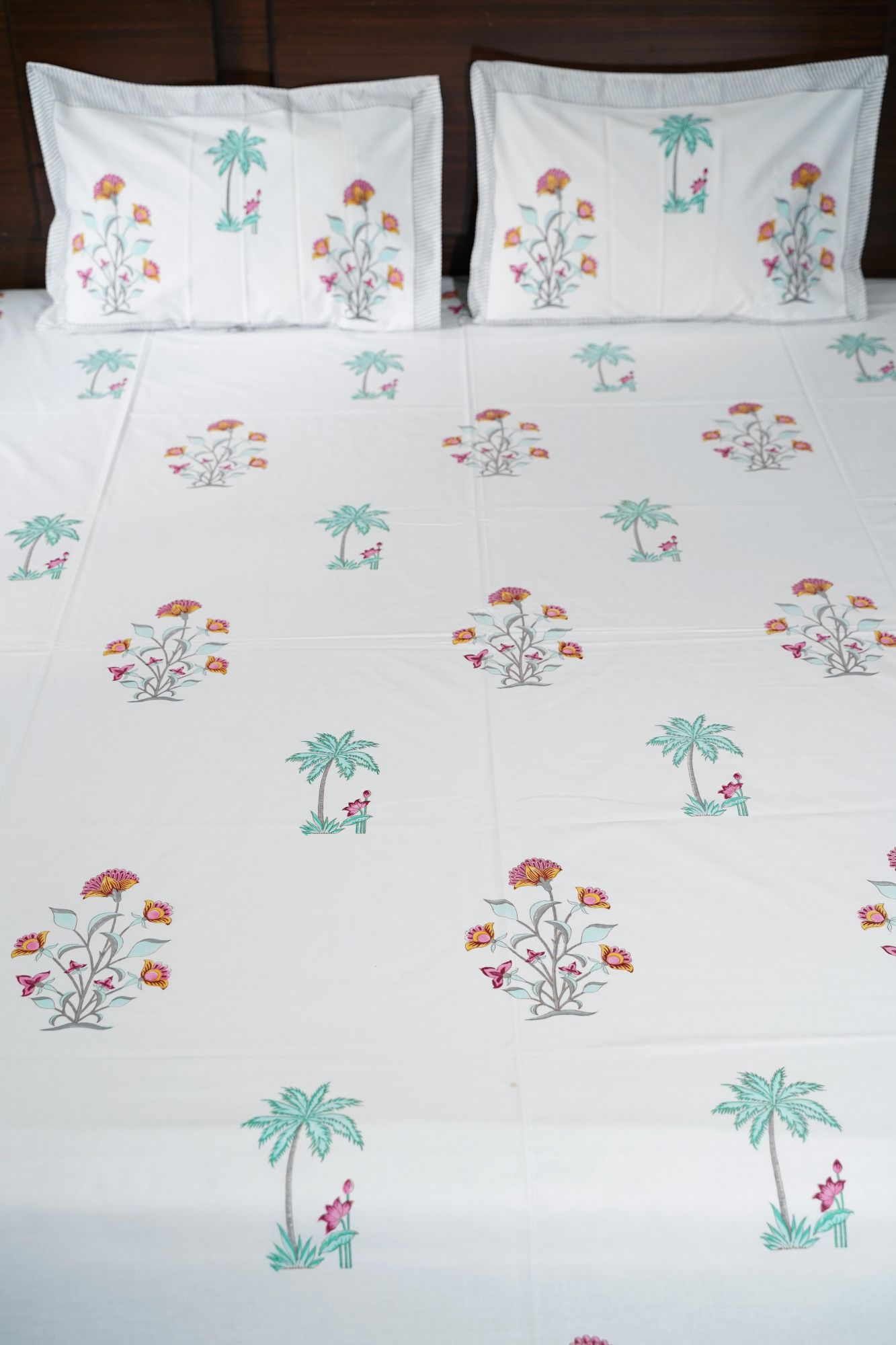 Jaipuri Block Print Bedsheet - Malabar Bloomer Hand Block Print Cotton Double