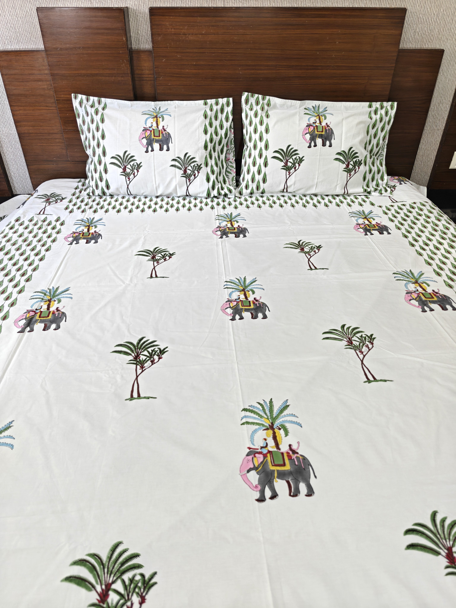 Handblock King Size Jaipuri Bedsheet | Cotton | Jungle Serenity Bedsheet