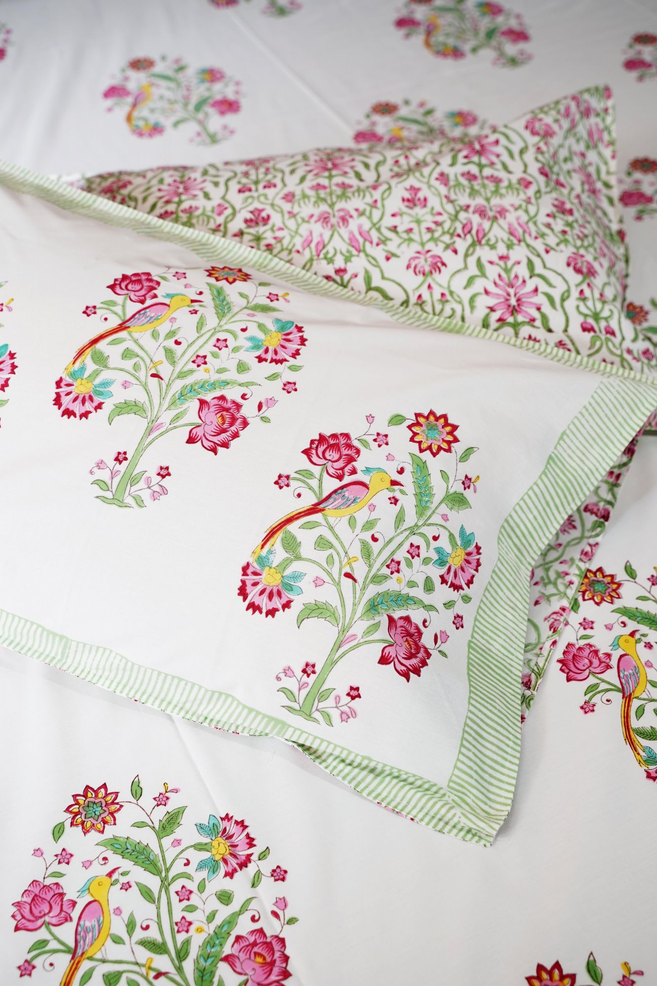 Jaipuri Block Print Bedsheet - Summer Floral Hand Block Print Cotton Double