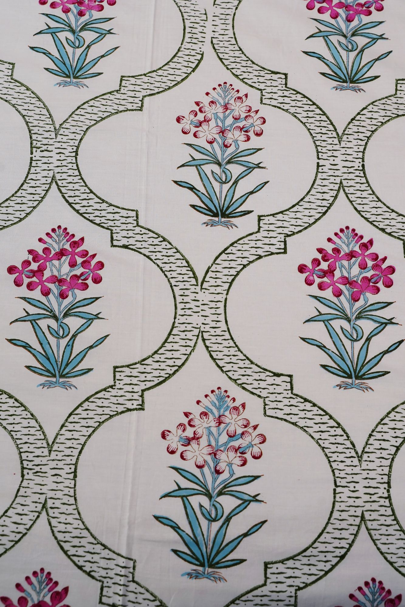 Jaipuri Block Print Bedsheet - Floral Whisper Hand Block Print Cotton King Size