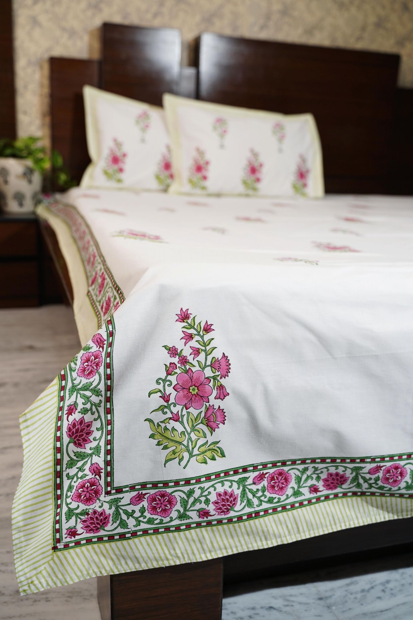 Jaipuri Block Print Bedsheet - Gulbahaar Hand Block Print Cotton Double