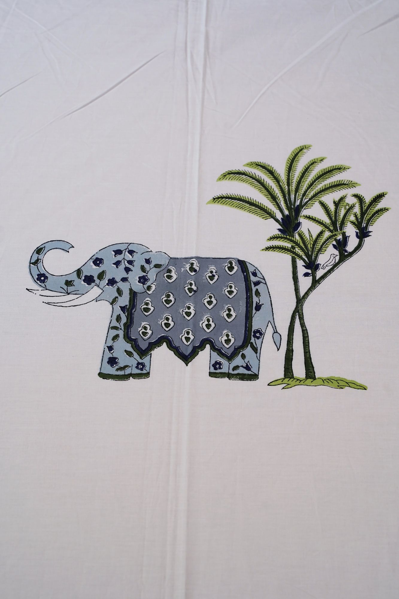 Jaipuri Block Print Bedsheet - Grey Haathi Hand Block Print Cotton King Size