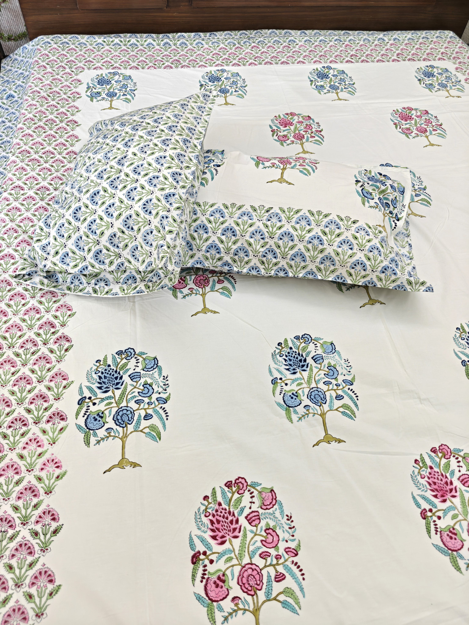 Jaipuri Block Print Bedsheet - Wildroot Harmony Hand Block Print Cotton King Size