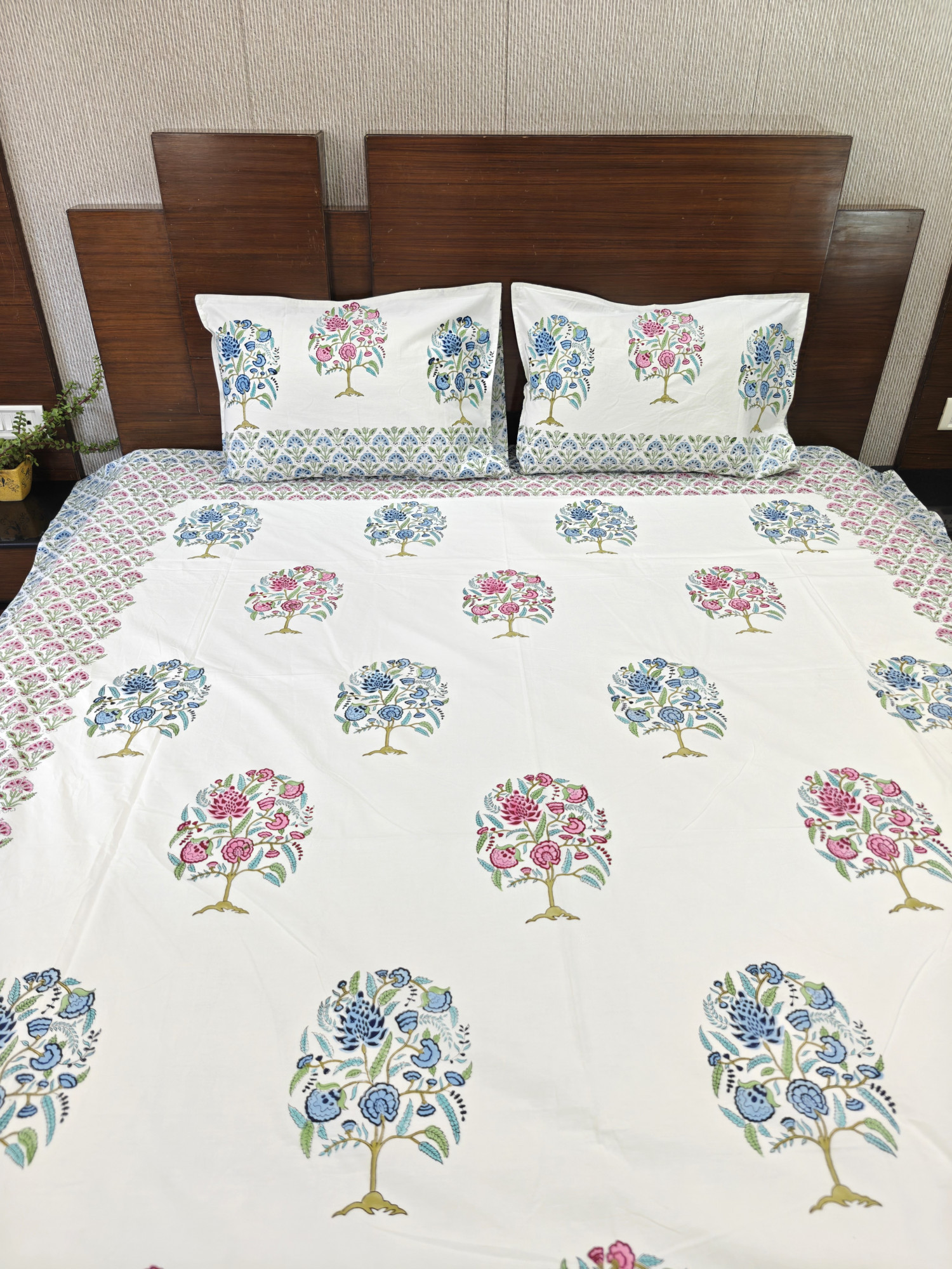 Jaipuri Block Print Bedsheet - Wildroot Harmony Hand Block Print Cotton King Size