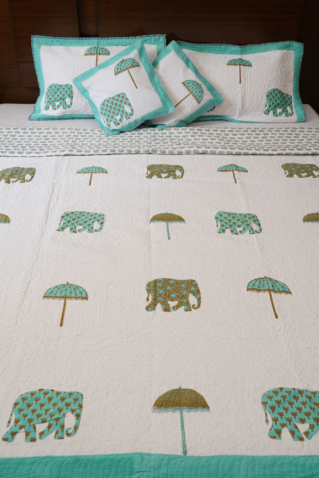 Block Print Bedcover - Haathi Hand Block Print Premium Cotton Double