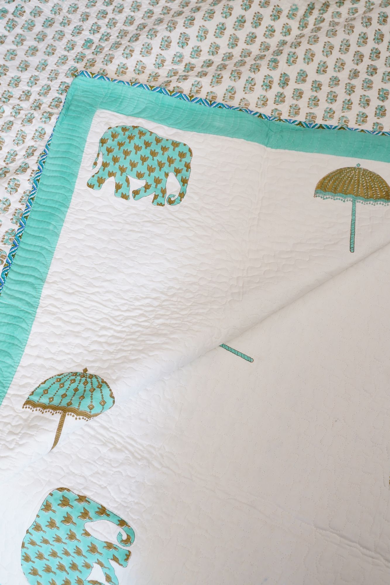 Block Print Bedcover - Haathi Hand Block Print Premium Cotton Double