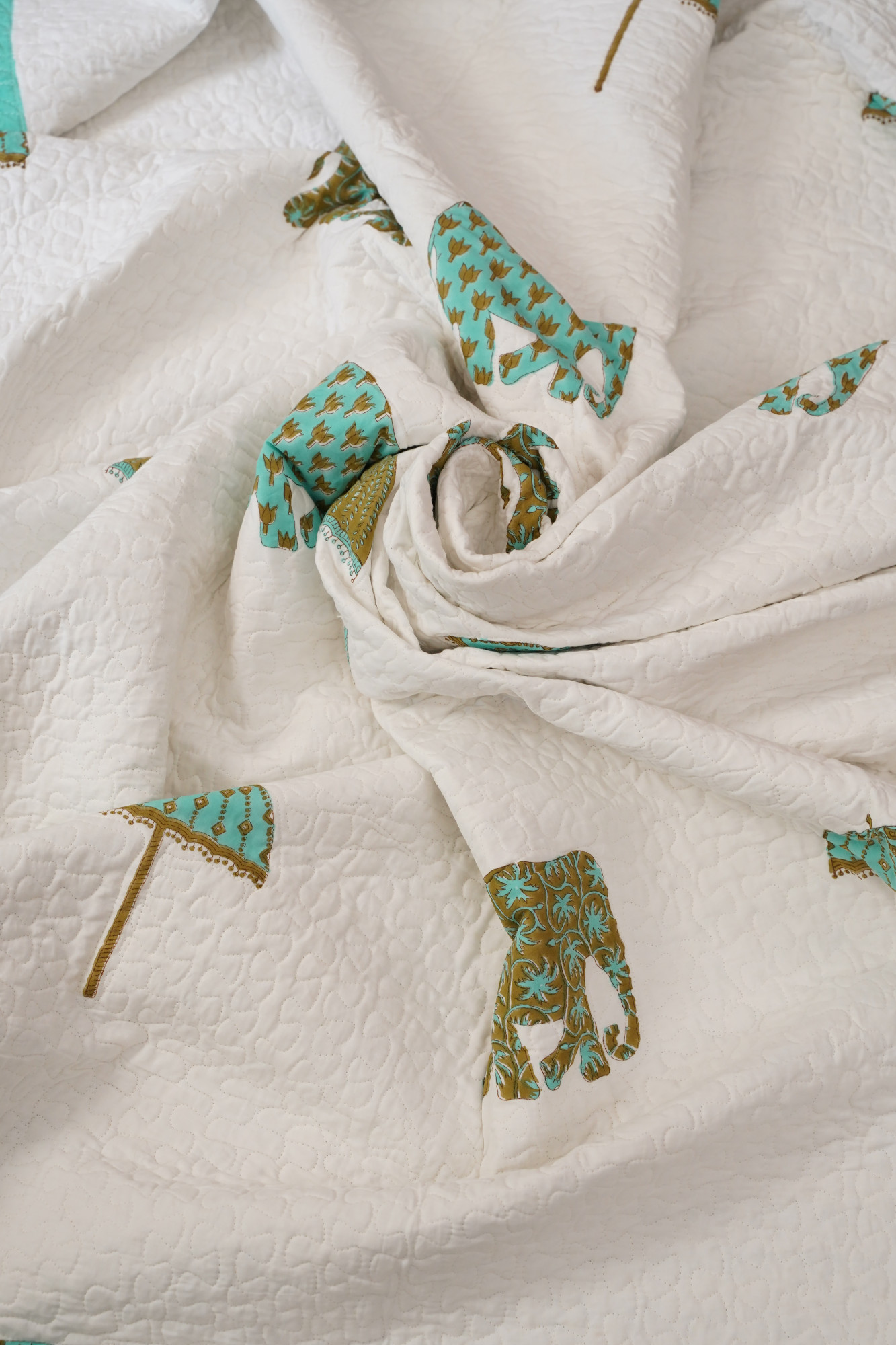 Block Print Bedcover - Haathi Hand Block Print Premium Cotton Double