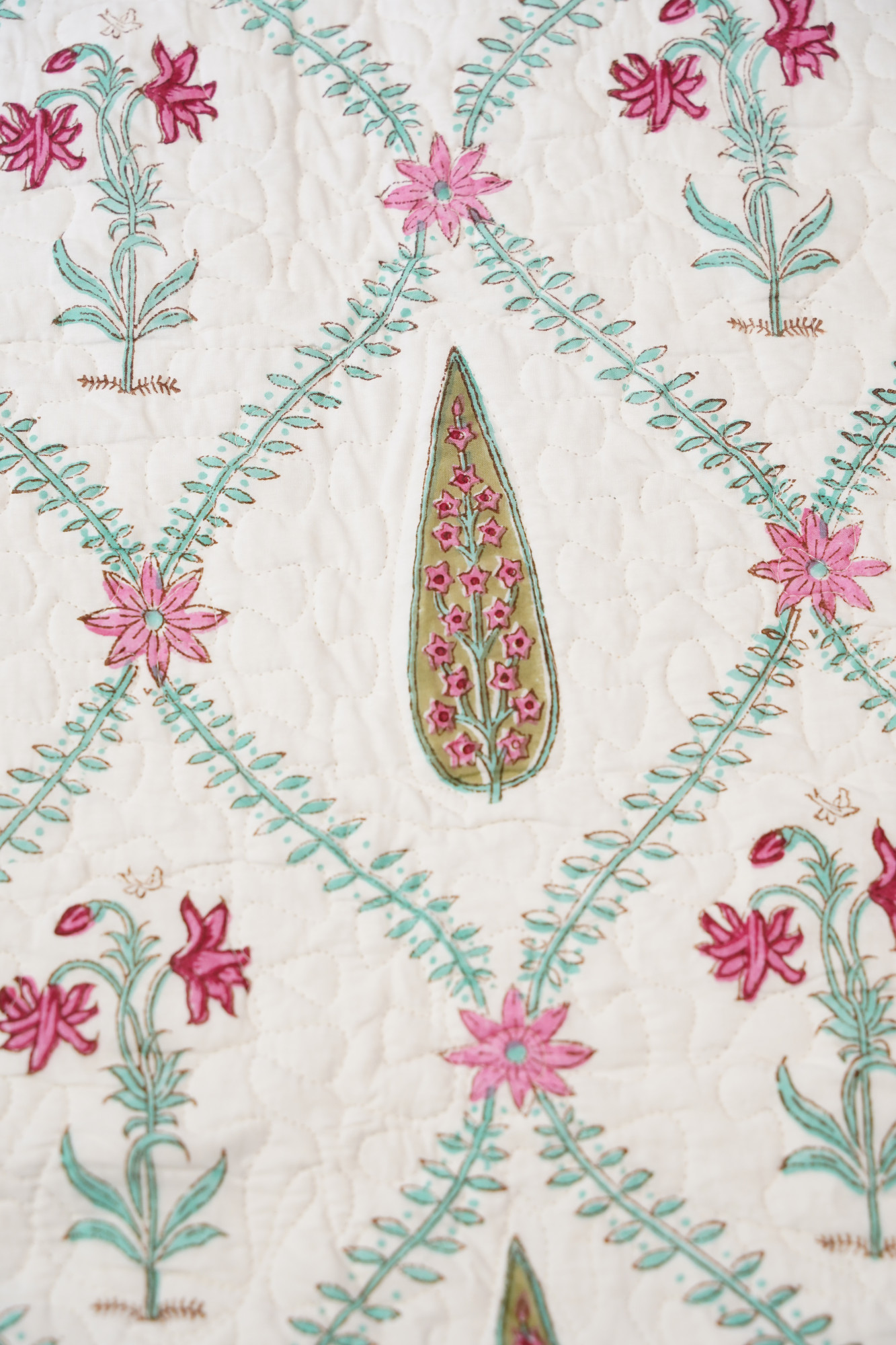 Block Print Bedcover - Multicolored Jaal Hand Block Print Premium Cotton Double