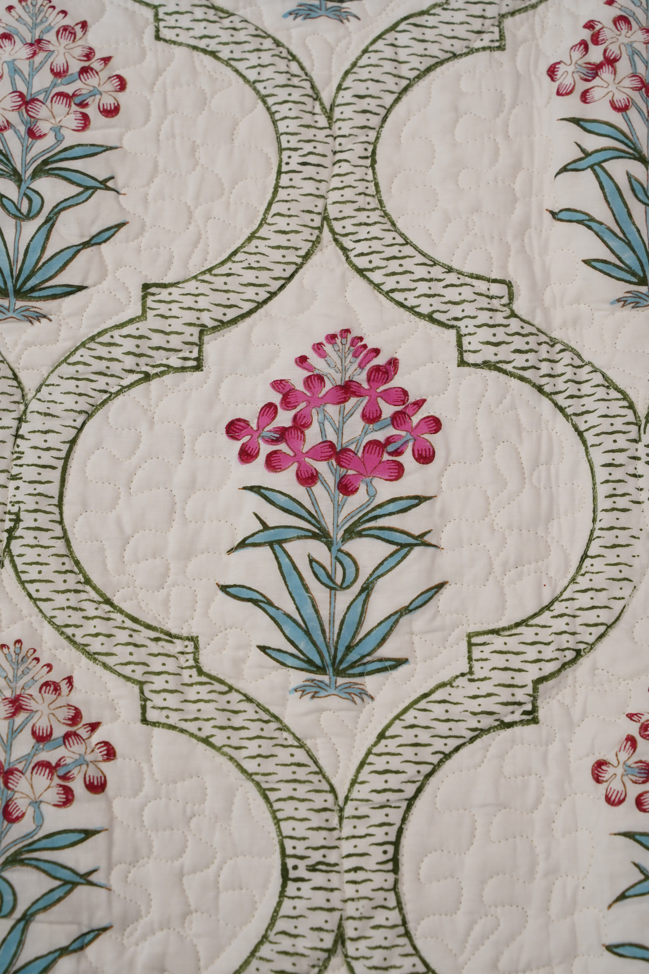 Block Print Bedcover - Pink Jaal Hand Block Print Premium Cotton Double