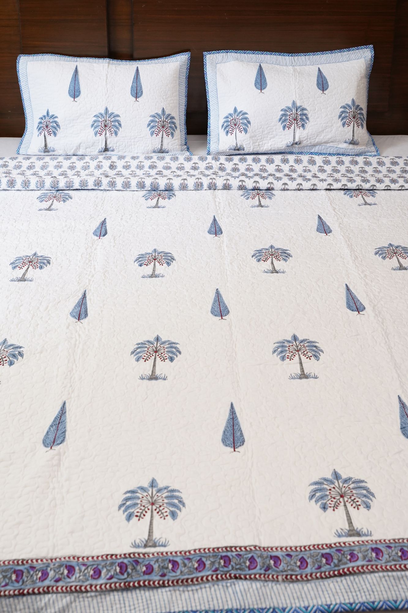 Block Print Bedcover - Pine Hand Block Print Premium Cotton Double