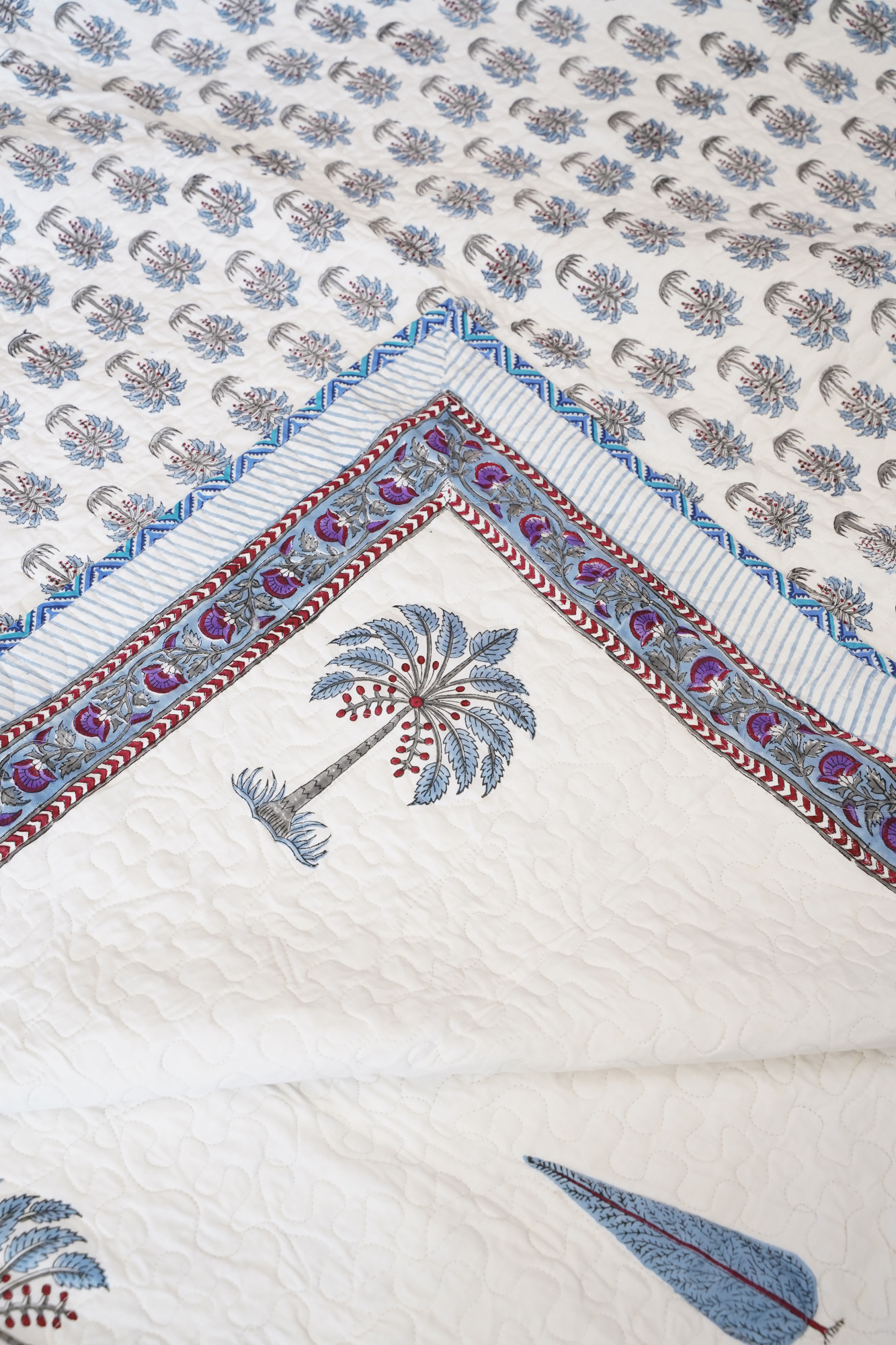 Block Print Bedcover - Pine Hand Block Print Premium Cotton Double
