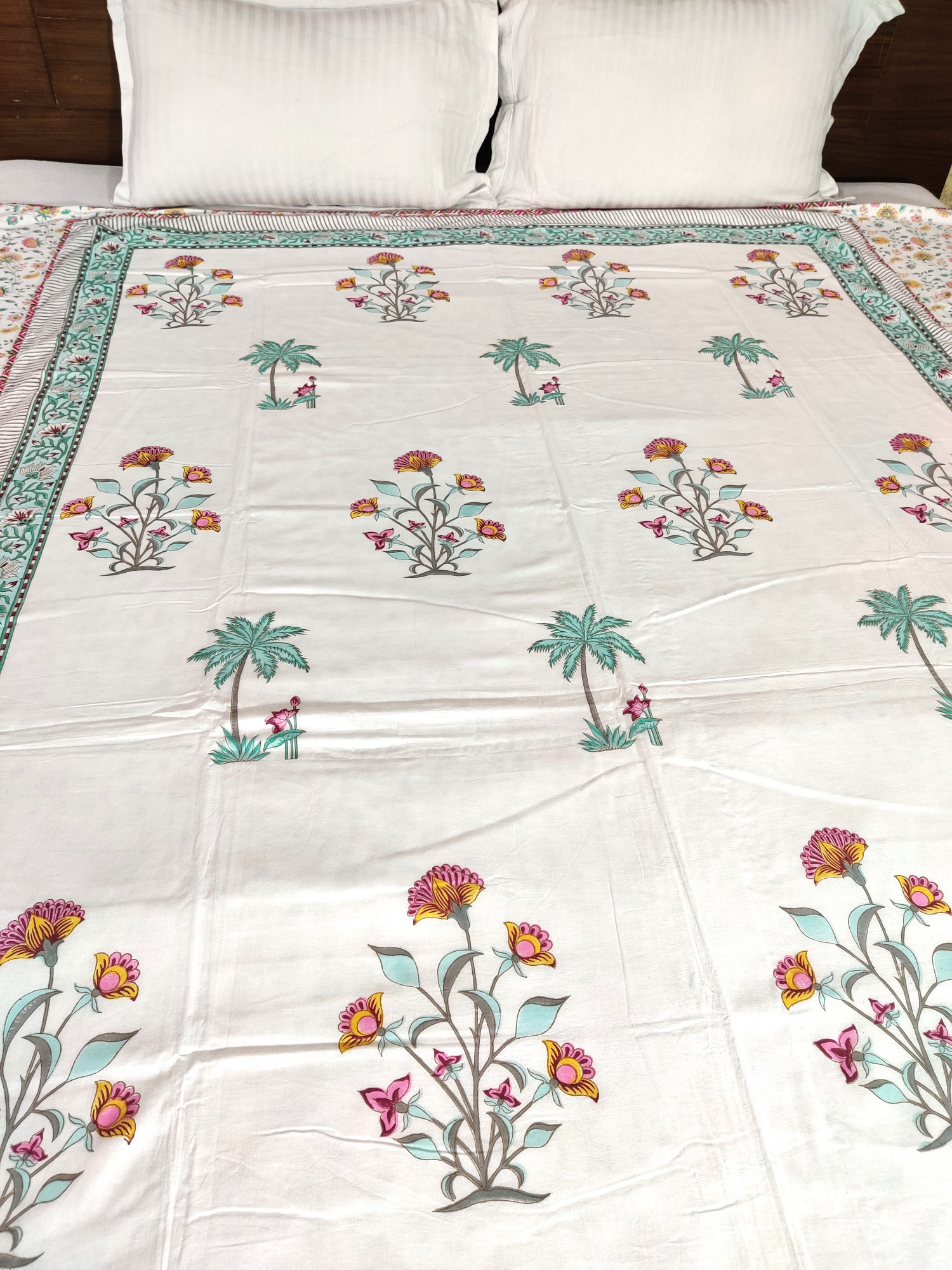 Block Print Dohar - Malabar Bloomer Hand Block Print Mulmul Jaipuri
