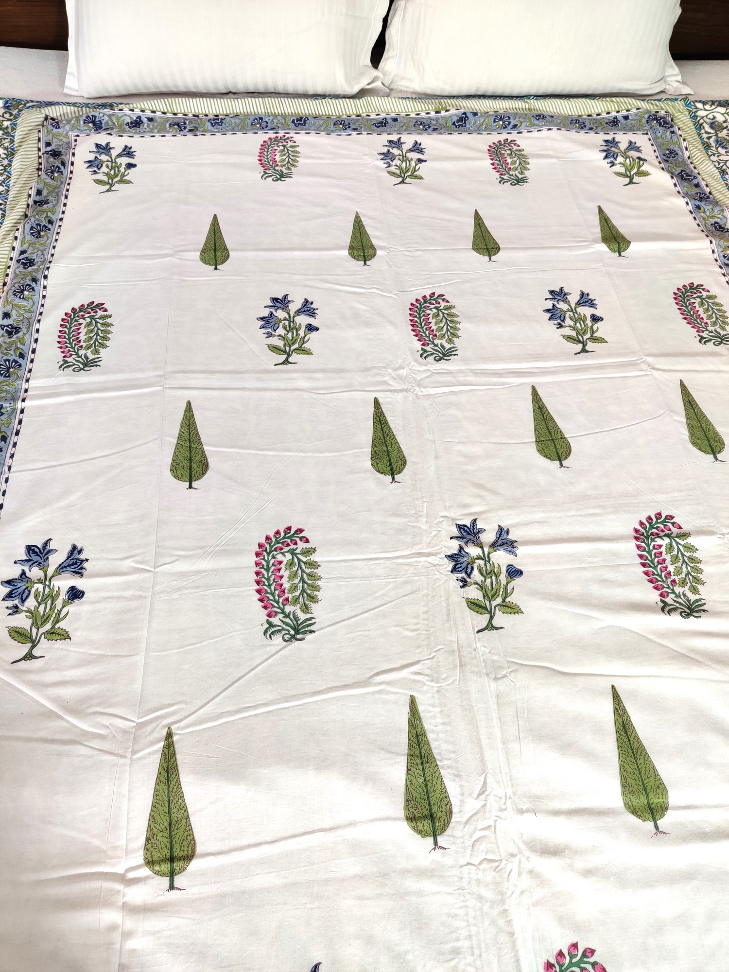 Block Print Dohar - Multi Motifs Hand Block Print Mulmul Jaipuri