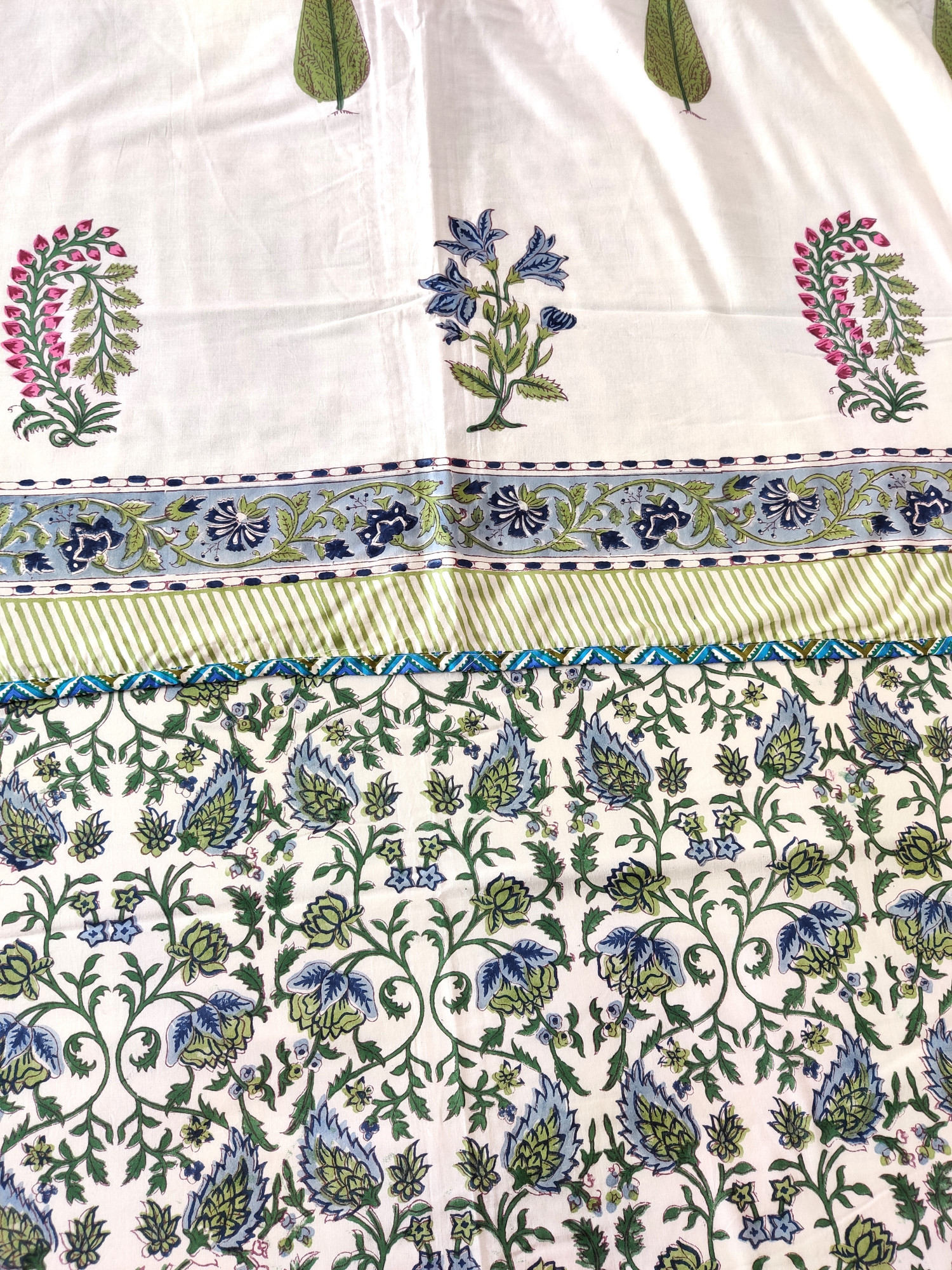 Block Print Dohar - Multi Motifs Hand Block Print Mulmul Jaipuri