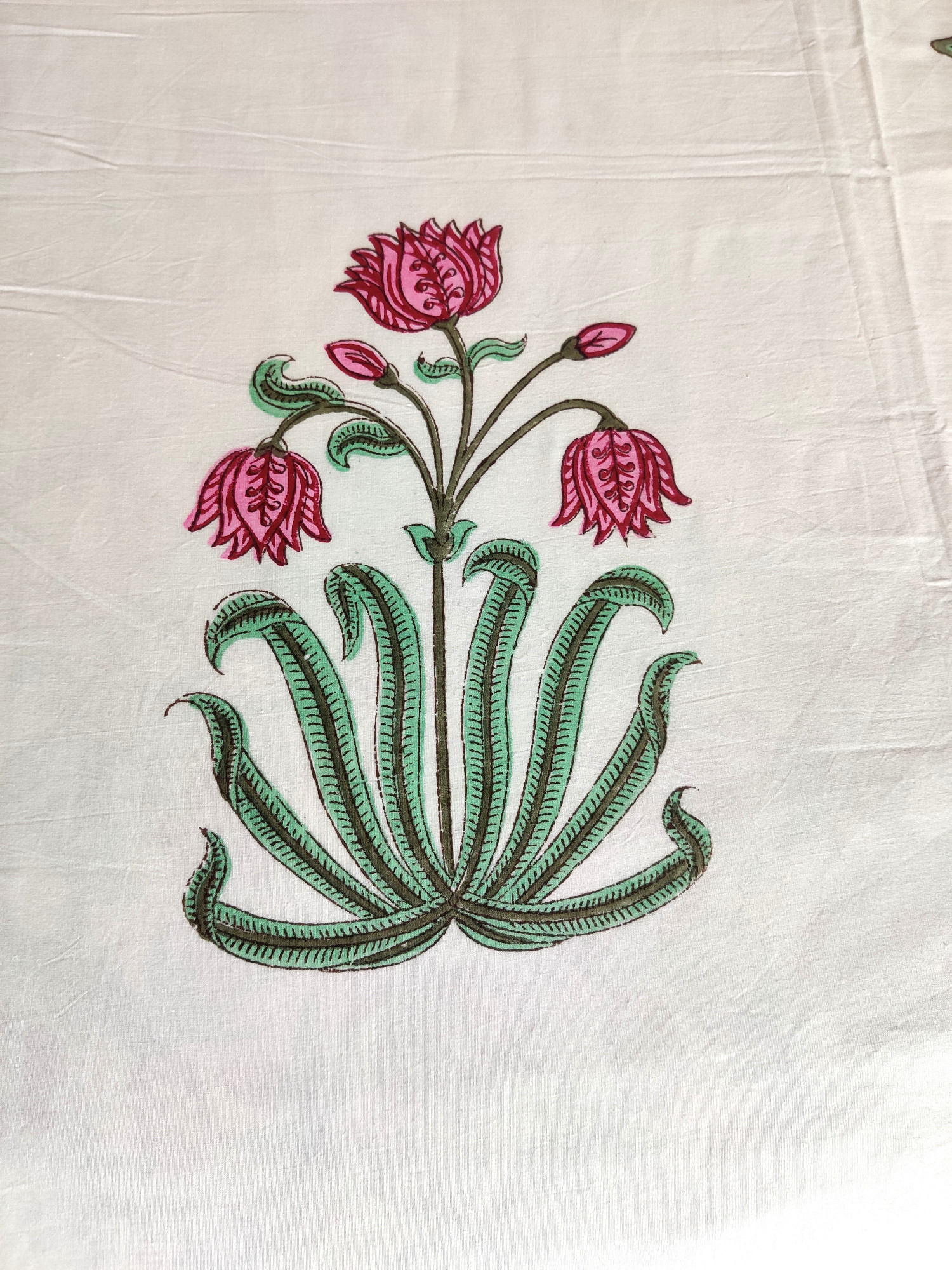 Block Print Dohar - Pink Magnolia Hand Block Print Mulmul Jaipuri