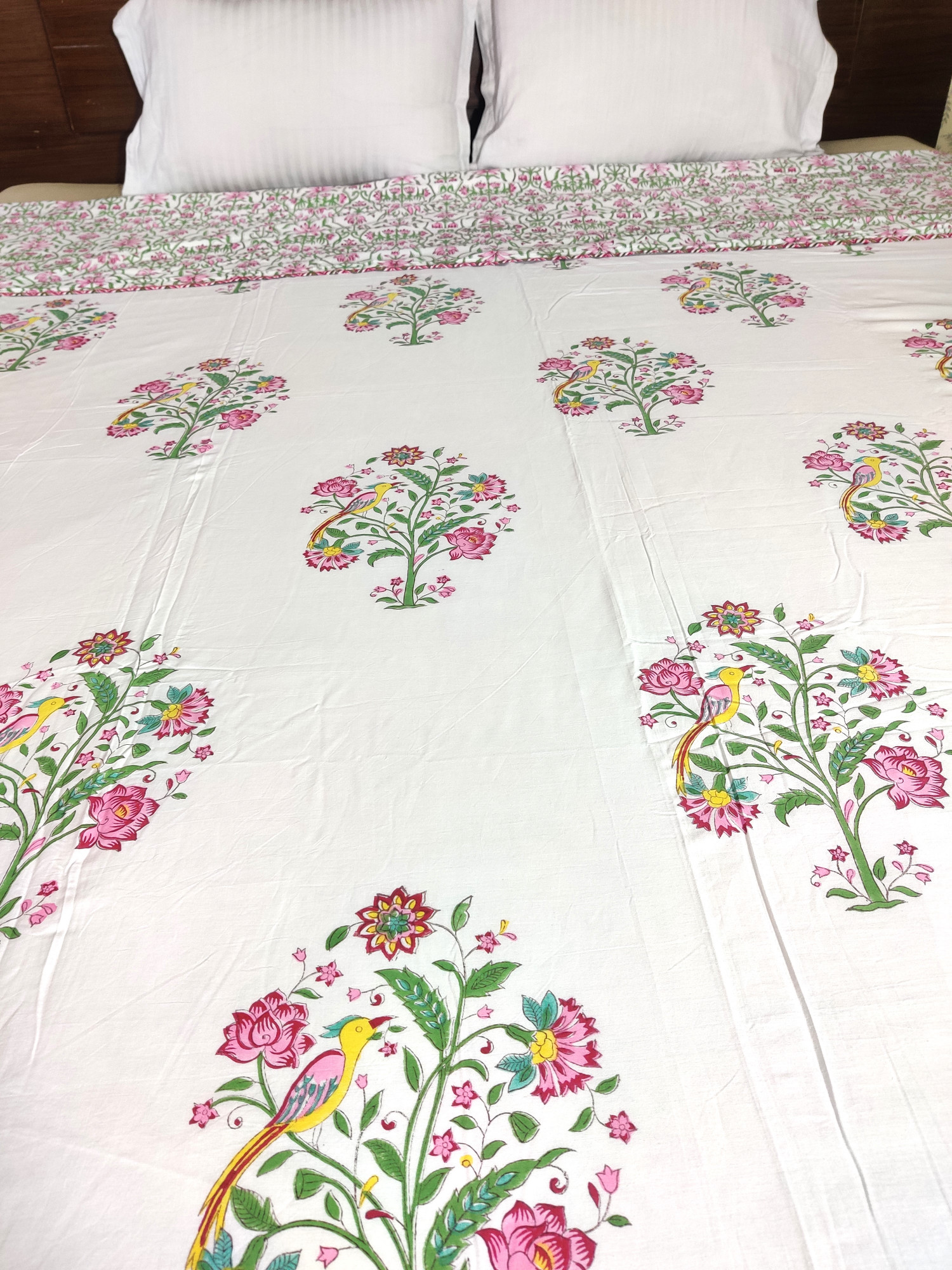 Block Print Dohar - Summer Floral Hand Block Print Mulmul Jaipuri