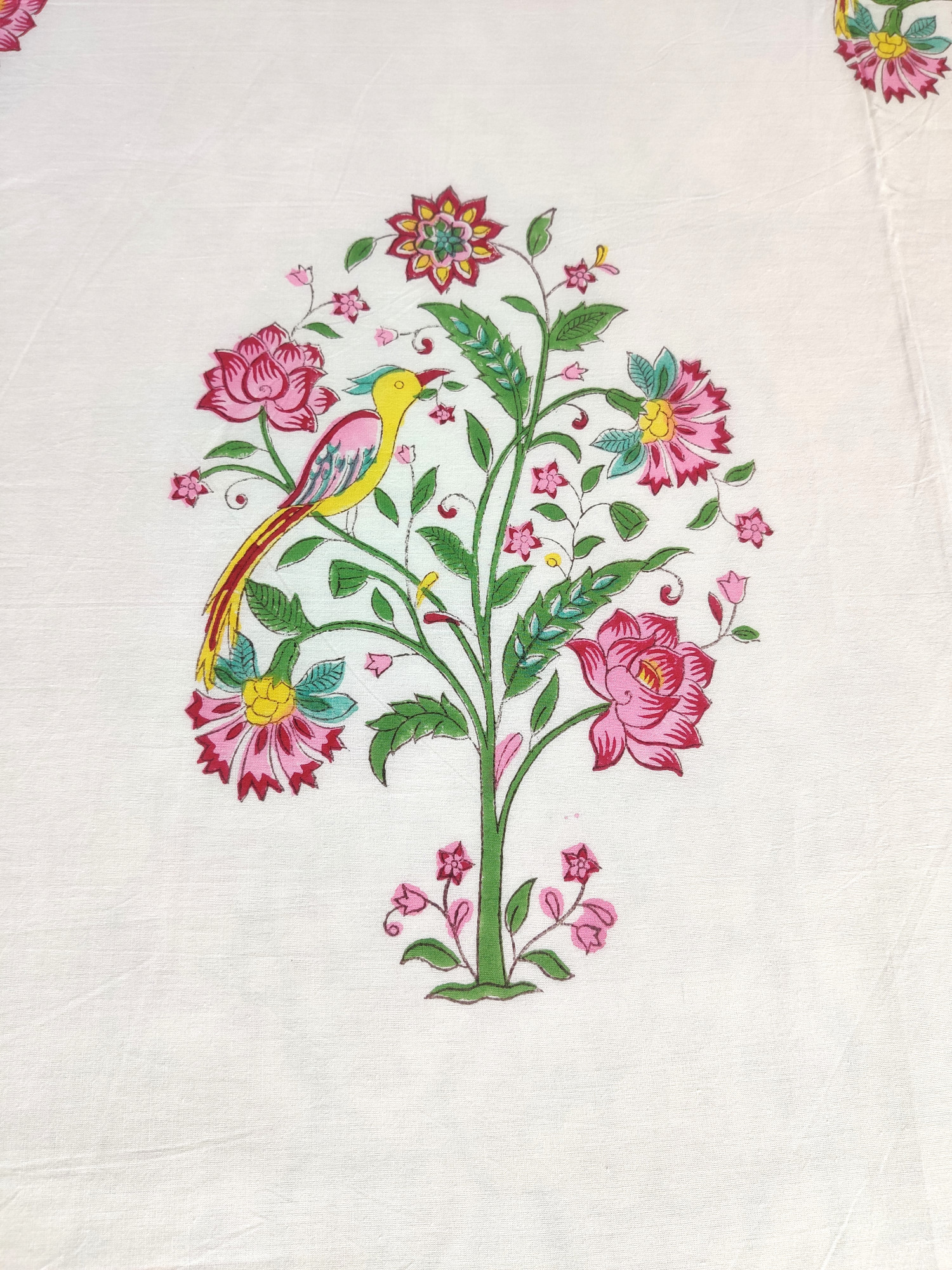 Block Print Dohar - Summer Floral Hand Block Print Mulmul Jaipuri