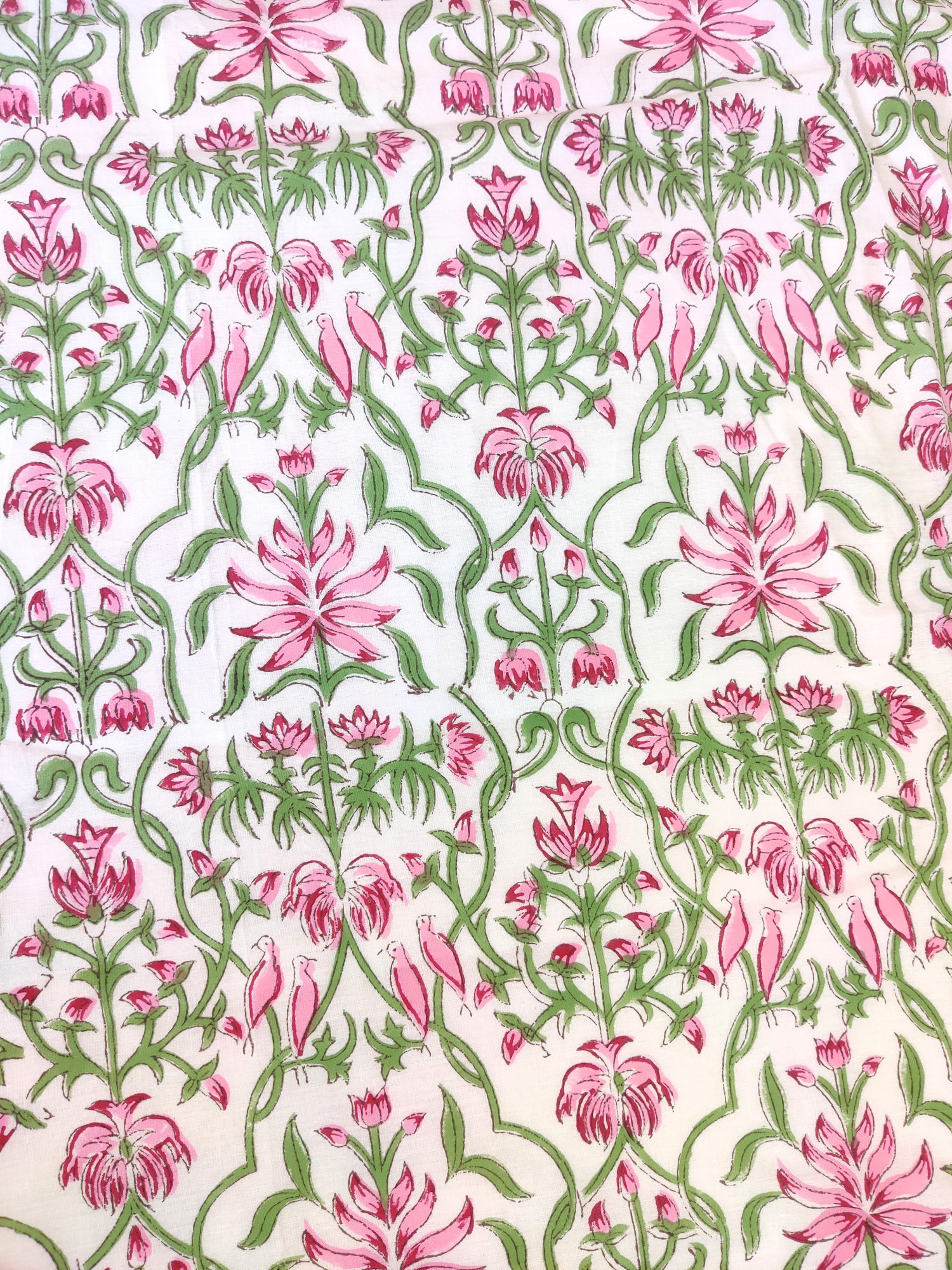Block Print Dohar - Summer Floral Hand Block Print Mulmul Jaipuri