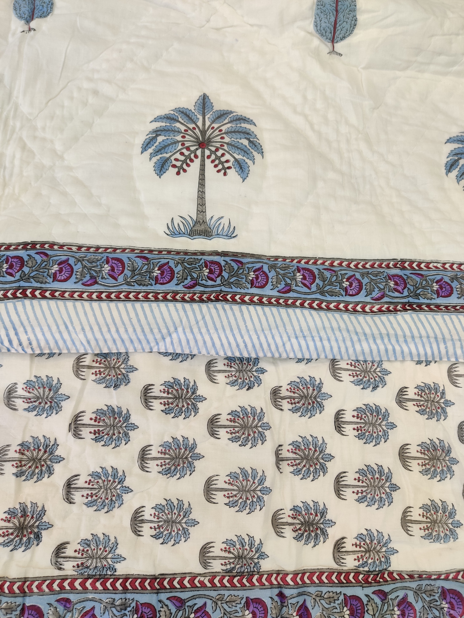Hand Block Print Mulmul Quilt - Pine Soft Jaipuri Razai Double