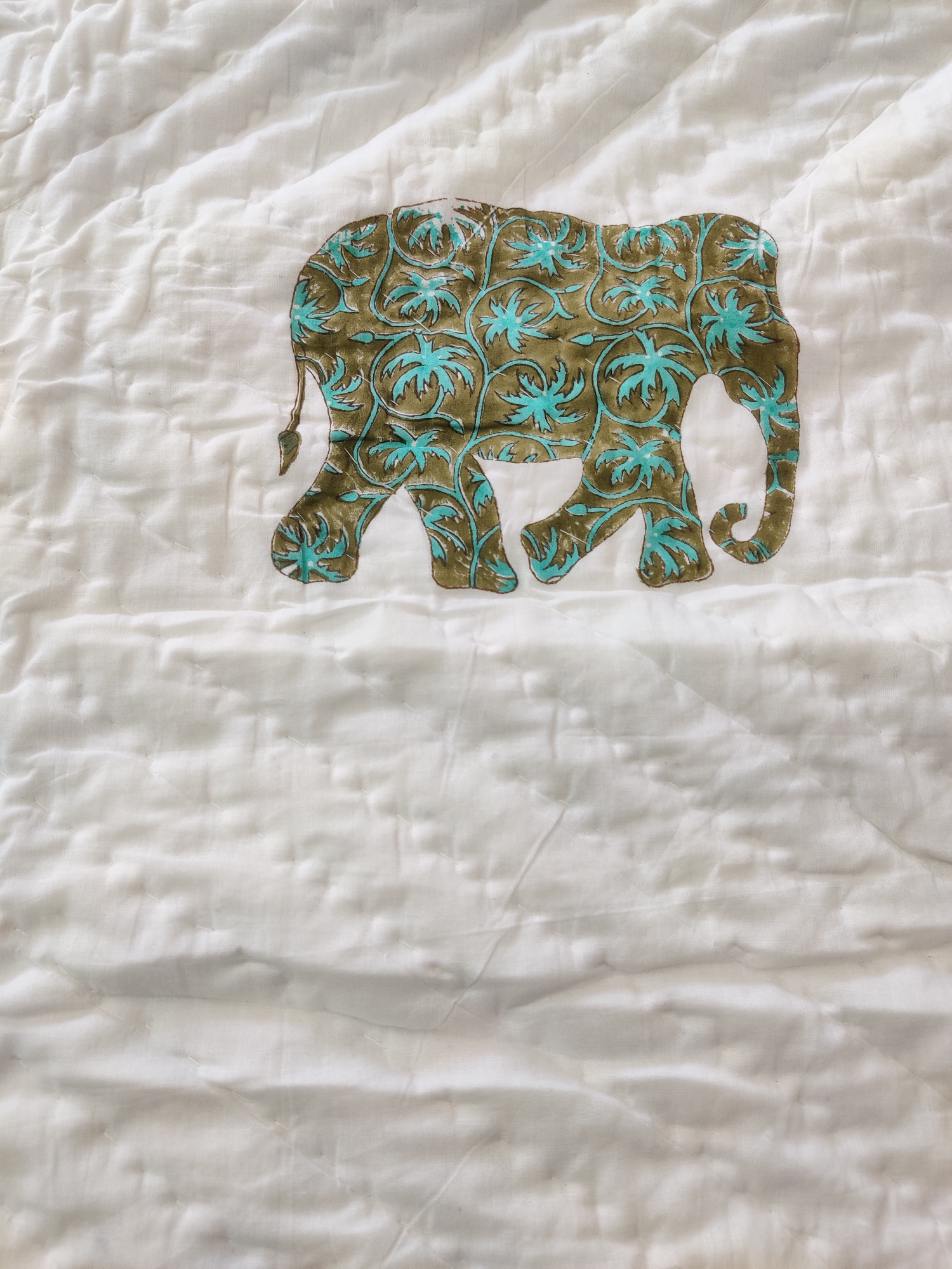Hand Block Print Mulmul Quilt - Haathi Soft Jaipuri Razai Double