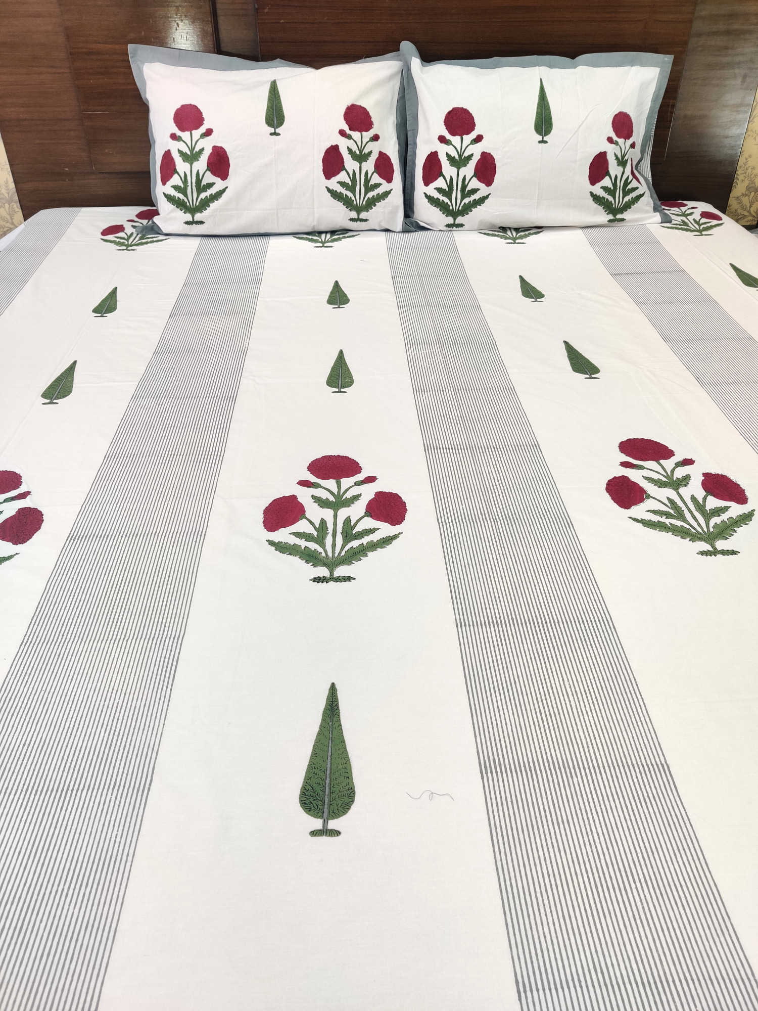 Jaipuri Block Print Bedsheet - Chinarbagh Premium Hand Block Print Cotton King Size