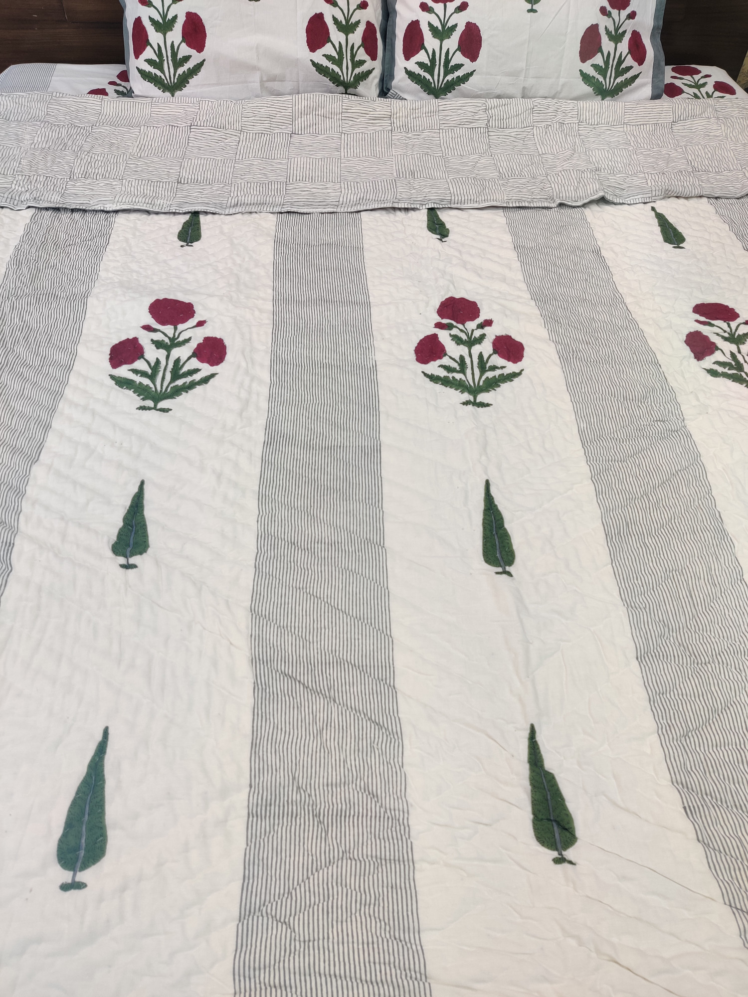 Hand Block Print Mulmul Quilt - Chinarbagh Soft Jaipuri Razai Double